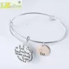 Bracelets à breloques bicolores Be Happy Bangle Friend Brave Strong Fashion Jewelry B1622 / 3