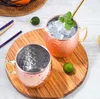 Moscow Mule Mok Roestvrij staal Bier Cup Rose Goud Zilveren Koper Mok Gehammered Copper Geplated Bar Drinkware Drank Mokken Cocktail Glass