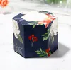 Hexagon Printed Kraft Favor Box Wedding Birthday Baby Shower Event Chocolate Soap Treat Gift Wrap Boxes Package Party Decoration 2.44"