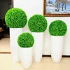 Green Greenery Artificial Plant Ball Topiary Tree Boxwood Banquete de boda Hogar Decoración al aire libre Plantas Bolas de hierba de plástico Acentos de casa hechos a mano