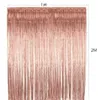 2m Rose Gold Silver Rain Curtain Backdrop Folie Fringe Tinsel Gardin för bröllopsfödelsedagsfest hembakgrund DIY Dekoration