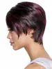 Black Mix Burgundy Short SHUOWEN Synthetic Hair Wigs Simulation Human Hairs Wigs perruques de cheveux humains Pelucas SW-WIG-70