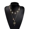 Wholesale-r Mode Luxus-Designer mehrschichtige Kette süße Liebe Diamant Stern Frau Anhänger Halsband Aussage Halskette