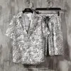 Mens conjunto de manga curta camisa havaiana e shorts verão casual camisa floral praia de duas peças terno 2020 novo moda homens conjuntos s-5xl cx200609