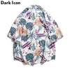 Casual shirts voor heren donkere bladeren print tropische strand mannen zomervakantie herenhemd jonge jongen mode man1