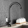 Deck Mounted Keukengootsteen Kraan Heet en koud Water Mixer Tap Crane Chrome Antieke Brons Afgewerkte koperen borstel nikkel