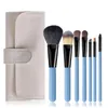 Faça 7pcs cabelo macio cabra-se Brushes Set Pó Foundation Blush face Kabuki Escova Sombra lábio sobrancelha cosméticos escova cabo de madeira Tools