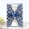 Jasnoniebieskie karty ślubne błyszczące laserowe karty cięcia Zaproszenia z motylem na imprezę zaręczynową DIY 20 kolor quinceanera i7625401