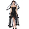 Femmes Taille Élastique Noir Maille Tulle Hi-lo Étage Longueur Longue Jupe Swing pour Burlesque Corset Top Parfait Halloween Outfit Jupes Plus La Taille