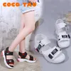 Rhinestonew Muffin Thick-soled Sandals Female Summer Korean Students Fashion Beach Romansoles Women Shoes Wedge Y200702