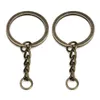 28mm Gold Key Bague Keychain rond Round Split Anneaux avec chaîne courte Bronze Rhodium KeyRings Femmes Hommes Bijoux DIY Faire des salles de clés Accessoires