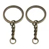 28mm Gold Key Ring Keychain Round Split Rings with Short Chain Rhodium Bronze Keyrings Women Men DIY Jewelry Making Key Chains Accessories