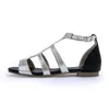 Storlek 33 till 42 till 47 Casual Style Flat Sandals Gold Silver T-band Sandaler Designer Slides TradingBear