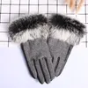 Fashion-Skiing Gloves Outdoor Sports Designer Fur Leather Five Fingers Gloves Solid Color Winter Outdoor Warm Real Leather Gloves