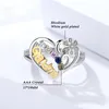 Anneaux de mariage coeur en argent pour femmes coloré CZ pierre couleur or grand-mère lettre fleur anneaux cadeaux