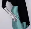 2021 kadın Gümüş Yılan Cilt Baskı Faux PU Deri Uzun Eldiven Kadın Seksi Parti Elbise Moda Eldiven 40 cm R1067