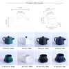 Pentagonal Ceramic Teaware Sets Teapot Tea Cup and Saucer for Loose Leaf Flower Matte Green White Black Darkblue