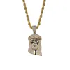 Iced Out Big Jesus Head Necklace Pendant Micro Paved Cubic Zircon Gold Silver Plated Mens Bling Hip Hop Smycken Gift