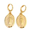 Pendientes de la Virgen María, regalos de Navidad, Color oro de 24 quilates, joyería para hombres y mujeres, pendientes al por mayor, pendientes cruzados, joyería