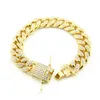 Hip Hop Bracelet Plein Strass Cubain Tennis Danse Rap Hommes Mode Or Et Argent Bijoux largeur 12mm