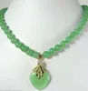 FREE SHIPPING > Noblest 8mm green/ necklace 18 inch +heart love pendant