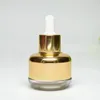 1oz glasflaska Refillerbar tomt glas pipette ögondroppeflaskor Essential Oil Makeup kosmetiska flaskor 30ml guld silver