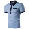 Patchwork Polo Shirt Män Polos Homme Patchwork Single Breasted Mens Casual Short Sleeve Slå ner Krage Slim Fit Camisas Polo Trend