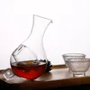 Set per sake freddo in vetro con tasca per il ghiaccio Bicchieri per ristorante giapponese Bottiglia di vino trasparente con tazze per liquore con foro Stanza di raffreddamento creativa per nido di criceto