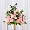 2020 mode bricolage soie rose fleurs artificielles boule centres tête arrangement décor route plomb pour mariage toile de fond table fleur8848237