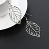 Chaude Mode En Gros Bijoux Creux En Métal Feuilles Pendantes Longue Déclaration Boucles D'oreilles Pour Les Femmes cadeau 2 Couleurs Livraison Gratuite