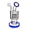 Toro Blue 6,5 дюймов Recycler Bong Arm Tree Perc Курение кальяна Стеклянные водяные бонги Dab Rigs Percolater Dab Rig Pipe