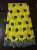 드레스 BC59-1 돌과 5야드 / PC의 매력적인 노란색과 파란색 스위스 보일 메쉬 레이스 자수 아프리카 면화 레이스 직물
