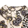 Women's Elegant Blouses Leopard Pattern Keychain Print 3/4 Sleeve Woman Female Tops