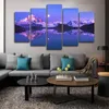 (Solo tela senza cornice) 5 pezzi Bellissimo inverno neve montagna e lago Wall Art HD stampa su tela pittura moda appendere quadri