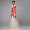 High Quality New Bra Champagne Long Party Prom Dresses Fashion Red Lace Fishtail Slim Sleeveless Evening Dresses