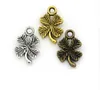 200Pcs alloy Vintage Antique Silver Golden Plated Leaves Clover Charms Handmade DIY Pendants for Jewelry Making 15x10mm