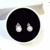 Wholesale-ins fashion designer luxury lovely cute geometry triangle super glittering crystals diamonds pearl stud earrings for woman girls