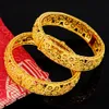 1 Pièces creux Fleur Mode Bangle or jaune 18 carats Rempli classique Femmes Bracelet de soirée de mariage cadeau de luxe