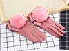 Fashion- cute women five fingers gloves pink bowknot golves touch screen lovely ladies bow ball wool thick warm glove