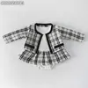 Newborn Baby Girl Clothes Autumn Spring 2019 Baby Rompers For Girls Plaid Princess Christmas Baby Clothes Set Romper+ Jacket 2pc Y19061201