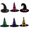 Fashion-Halloween Czarownica Kapelusz Single Layer Wizard Czapka Kapelusz Drukowane Masquerade Party Cosplay Czapki Wicked Witch Accessory Dorosły