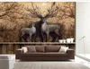 2019 Drawn 3d Wallpaper Retro Nostalgic Mão Floresta Elk pintura de parede de fundo Impressão Digital HD bonito decorativo da parede pa