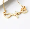 Mode mooie hartslag hart poot ketting met ketting voetafdruk goud verzilverd schattige dierenprint liefde sieraden cadeau