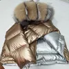 Ailegogo Frauen Doppelseitiges Brot Mit Kapuze Weiße Ente Daunenmantel Großer Pelzkragen Winter Schnee Warme Dicke Parkas Outwear Tops