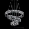 Ny RGB Crystal Chandelier LED Pendant Light Luxury Round Crystal Lamp 3 Ringar Pendente Suspended Light Fixture för Bar Shop Home Decor