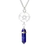 Naturel Chakra Pendentif Colliers Pierres Précieuses Bijoux De Mode Bullet Forme Cercle Cinq Étoiles Femmes Quartz Cristal Charme Collier pour Filles Dame