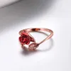 Foglie di fiori di rosa rossa yoyo anello di dito ridimensionabile per donne oro placcato in oro oro valentino039s giorno regalo romantico weddin7130712