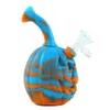 8''Halloween oil rig Glass Bongs Glowing Pumpkin Smoking bong Water pipe Dab rigs with batteirs Silicone Unbreakble hookah