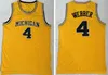 NCAA Michigan Wolverines College Jalen Rose 41 Glen Rice 4 Chris Webber 25 Juwan Howard Jason Williams Camisas de basquete costuradas