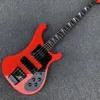 Лучший RIC качества Binding 4 Strings Red 4003 Electric Bass Guitar Black Body, черное Оборудование, палисандр Накладка треугольник White Pearl Inlay